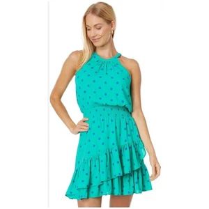 Abito Lilly Pulitzer Pamelyn verde botanico punto più caldo volant donna taglia 8 - Foto 1 di 1