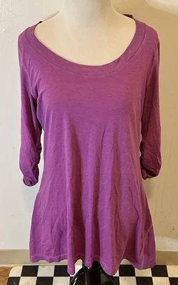 Athleta Tunic Top Women’s Medium Shiva Tee Ruched Sleeves Activewear Yoga Purple - Image 1 of 4