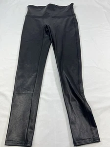 SPANX Faux Leather Leggings Petite G Black High Rise Size G/Large - Picture 1 of 4
