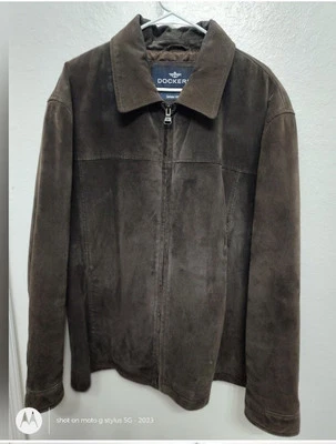 Vintage 90s  Men's Dockers BrownSueded Leather Pilot Jacket Western Biker Sz XXL - Image 1 of 4