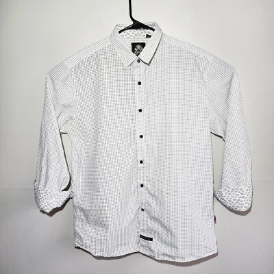 English Laundry Dress Shirt Mens Large Flip Cuff Dot and Paisley pattern Office - Image 1 of 4
