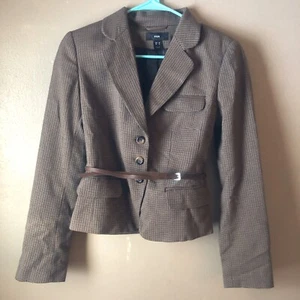 H&M Tweed Belted Blazer Classic British Size 6 - Picture 1 of 9