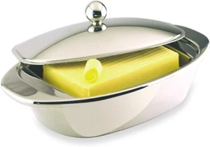 GRUNWERG BELLUX STAINLESS STEEL INSULATED BUTTER DISH - Picture 1 of 6