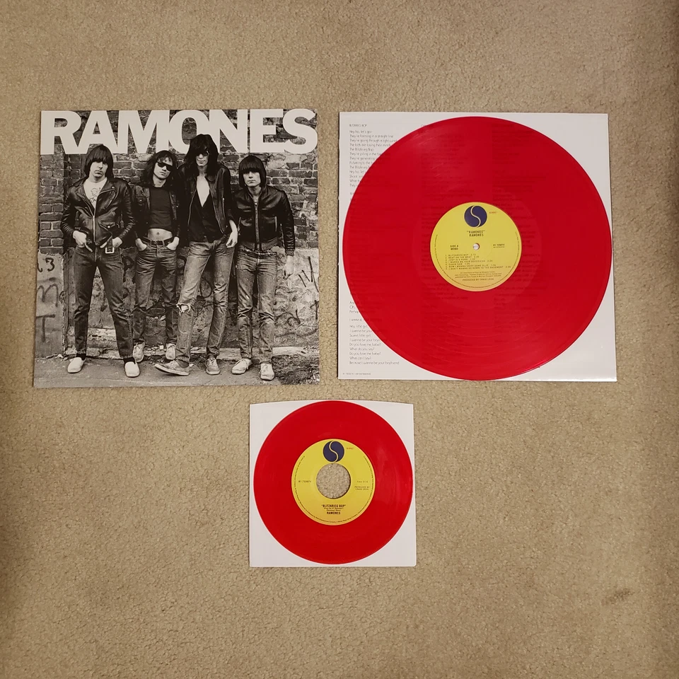 RAMONES S/T MONO W/ 7" BLITZKRIEG BOP / HAVANA AFFAIR Rhino Red VINYL LP RECORD