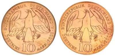 Sample, Copper/Zinc BRD 10 DM 2000 A Bach - Coupling Of Two Eagle Sides 83906 - Image 1 of 2