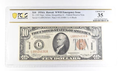 1934 A $10 Hawaii FRN WWII Fr#2303 Choice VF 35 PCGS *2503 - Image 1 of 3