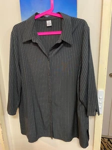 Target, size 18, lovely pin-striped button-up shirt, black with white stripes - Picture 1 of 2