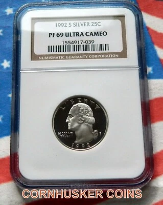 1992 S SILVER QUARTER  NGC PF 69 ULTRA CAMEO ~ DEEP MIRROR SURFACE  ~ BRILLIANT - Image 1 of 2