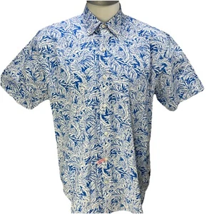 Crown And Ivy Shirt Men's Sz L Blue Floral Classic Fit Short Sleeves Button MB2 - Picture 1 of 12