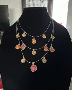 Vintage Chicos Multi Strand Cabochon Adjustable Necklace Rare - Picture 1 of 5