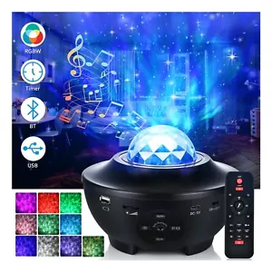 Starry Sky Projector Light USB Galaxy Star Night Lamp LED with Ocean Wave Remote - Picture 1 of 20