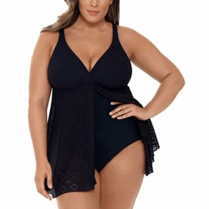 Swim Solutions Black Size 8 Crochet Fly Away One Piece Adjustable Swim Suit - Picture 1 of 2