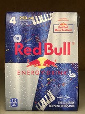 Limited Edition 4 Pk Red Bull Energy Drink Canadian Music Festival (Empty Cans)