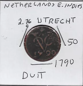NIEDERLANDE OSTINDIEN,UTRECHT 1 DUIT 1790 GEKRÖNT UTRECHT ARM MIT LÖWEN SUPPO - Bild 1 von 2