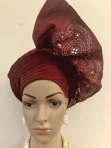 Geles automáticos Aso Oke, geles de ventilador rojos, geles automáticos, geles listos para usar, geles automáticos - Imagen 1 de 6