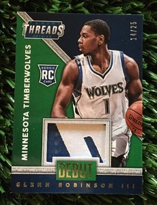 2014-15 PANINI THREADS  GLENN ROBINSON III DEBUT TREADS 2 COLOR PATCH RC #ED /25