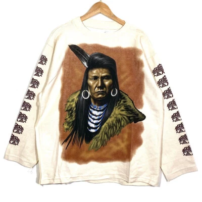 Seltenes Sweatshirt Crewneck Native American Grafik Vintage 90’s (Baumwolle Piqué) - Bild 1 von 4