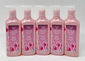 5 NEW BATH & BODY WORKS TWISTED PEPPERMINT CLEANSING GEL HAND SOAP WASH PUMP 8OZ - Picture 1 of 6