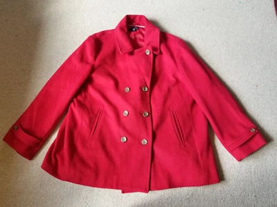 Chaqueta de mujer Outerwear-LANDS' END-mezcla de lana roja doble botonadura Chaquetón-26W Foto 1 de 4