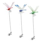 Colorful Dragonfly Garden Deco Stakes with Sticks Set of 3 Blue Red Green