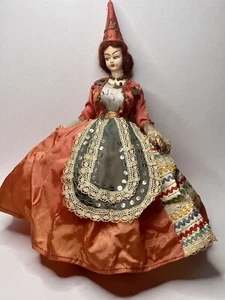 Vintage Ethnic Doll 14” Cloth Gypsy Stands Up Hand Painted Face - Picture 1 of 17