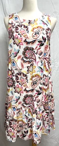 Ann Taylor LOFT Leinenmischung Blumendruck ärmellos hinten geknöpftes Kleid Gr. 6 - Bild 1 von 3