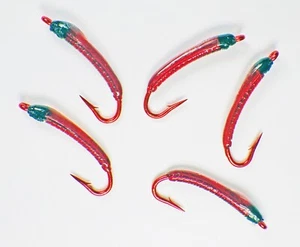 Epoxy Blood Worm Nymphs Midge Larva - Premium Trout Fly Fishing Flies - Bild 1 von 22