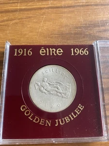 Moneda de plata chelín del Jubileo de Oro Irlanda de Eire 1916-1966 - Imagen 1 de 2
