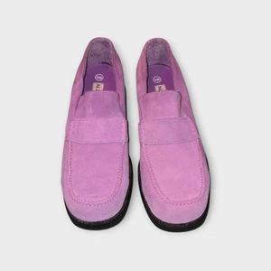 Merona Womens Purple Suede Penny Loafers Size 9.5 Colorblock Sleek Retro Style - Picture 1 of 5