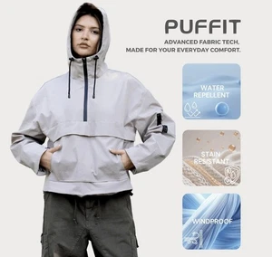 Puffit Sommer Hoodie Regenmantel Jacke Damen Claremont Rosa Größe M  - Bild 1 von 6