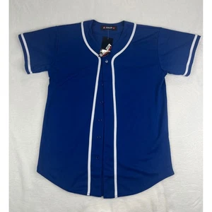Ealer Baseball Trikot Herren großer durchgehender Knopf royalblau weißer Besatz neu mit Etikett - Bild 1 von 7