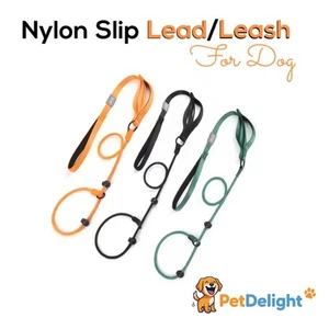 Nylon Slip Lead Dog Leash with Double Handle Heavy Duty Training & Walking Leash - Picture 1 of 11