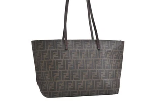 Authentic FENDI Zucca Vintage Shoulder Tote Bag PVC Leather Brown Junk 3810N - Picture 1 of 10