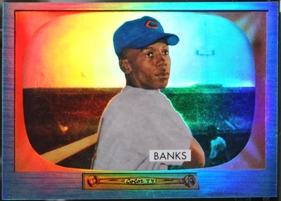 2013 Bowman Chrome - Blue Sapphire Refractor Rookie Reprints Baseball Ernie Bank - Imagem 1 de 2