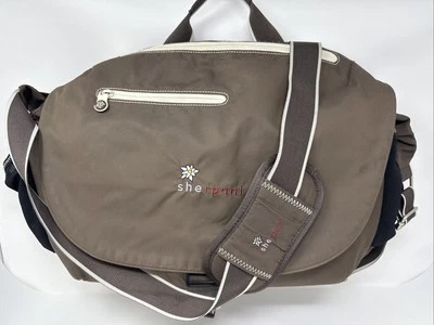 Sherpani Brown Messenger/Diaper Bag Gear 7"x 13"x 18" Floral Fabric Interior - Image 1 of 4