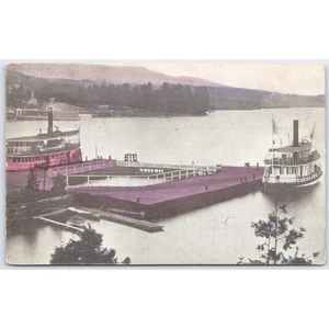 Postcard Lake George NY Boats Dock 1913 - Picture 1 of 3