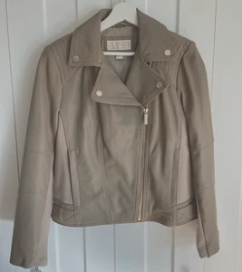 MICHAEL KORS Leder Moto Biker Damen Jacke Gr. L - Taupe - Bild 1 von 13