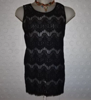 Apt 9 Negro Encaje Natación Playa Cubrir Vestido Talla L Túnica Sin Mangas Foto 1 de 4