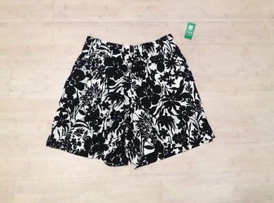 NUEVO CON ETIQUETAS GAP MUJER 5" Mezcla de Lino Pantalones Cortos Elásticos Bolsillo Negro Floral $50 Foto 1 de 4