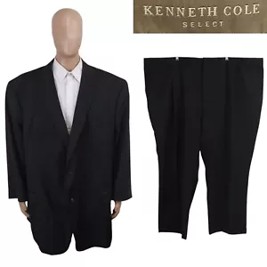 Kenneth Cole Select Zweiteiler grau gestreift 100 % Wolle Big Tall Anzug 60 L Hose 56 x 28 - Bild 1 von 15