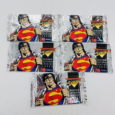 Lote de 5 paquetes sellados de cartas coleccionables The Return of Superman Skybox 1993 nuevo Foto 1 de 4