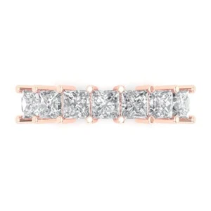 14K Rose Gold Wedding Ring Band - 1.75 ctw Princess Cut Simulated Diamond - Picture 1 of 5