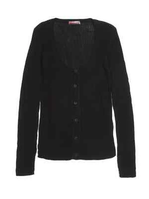 Women's Vintage y2k Prada Red Tab Ribbed Black Button Cardigan Sweater (M) - Image 1 of 4