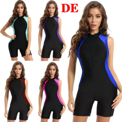 Damen Badeanzug mit Bein Schnelltrocknend Einteiler Bademode Surfen Schwimmanzug - Bild 1 von 3