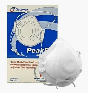 Box of 20 N95 Niosh Approved Peak Fit Respirator Face Dust Mask Covering - Picture 1 of 1