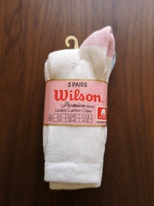 WILSON WOMEN'S CUSHIONED CREW SOCKS PACK OF THREE PAIRS (3 - 8 UK)  - Picture 1 of 14