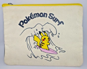 Pokemon Center Japan Exclusive Pikachu Surf Canvas Pouch Zip Bag Cute Limited - Picture 1 of 14