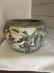 Antike chinesische Porzellan Fischschale KANGXI Reign Mark Famille Verte Lg - Bild 1 von 10