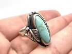 Bague tribale native vintage sud-ouest gemme turquoise argent sterling (taille 7)