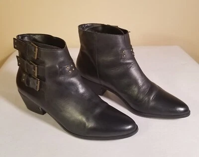 Joie Black Leather Three Buckle Studded Ankle Booties size 9.5 - Image 1 of 4